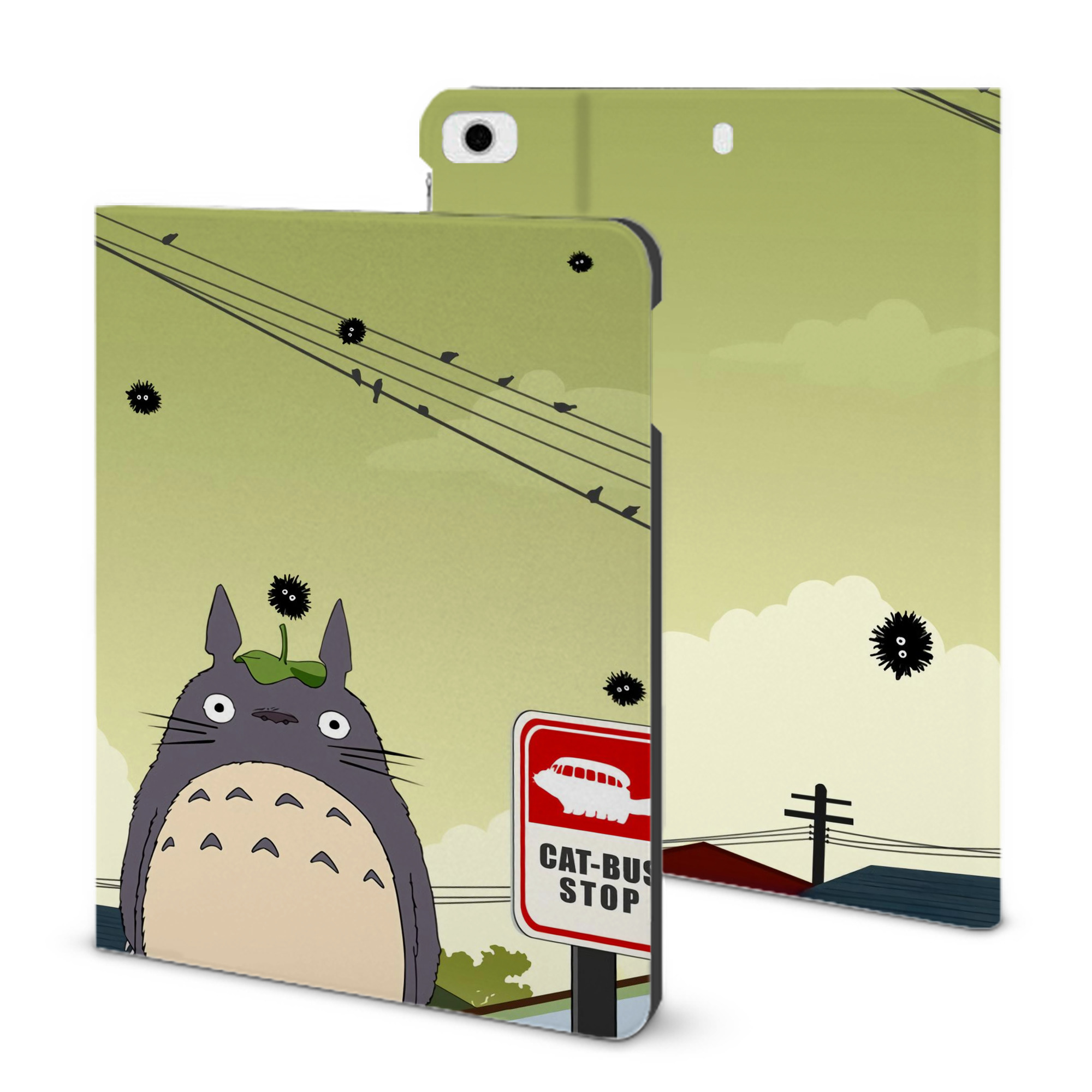 （画像用） となりのトトロ 草壁メイ 草壁サツキ My Neighbor Totoro Satsuki Kusakabe Mei Kusakabe IPad ケース ブック型 PUレザー TPU 耐衝撃 軽量 薄型 ペン収納なし 全面保護 IPad 各モデル対応